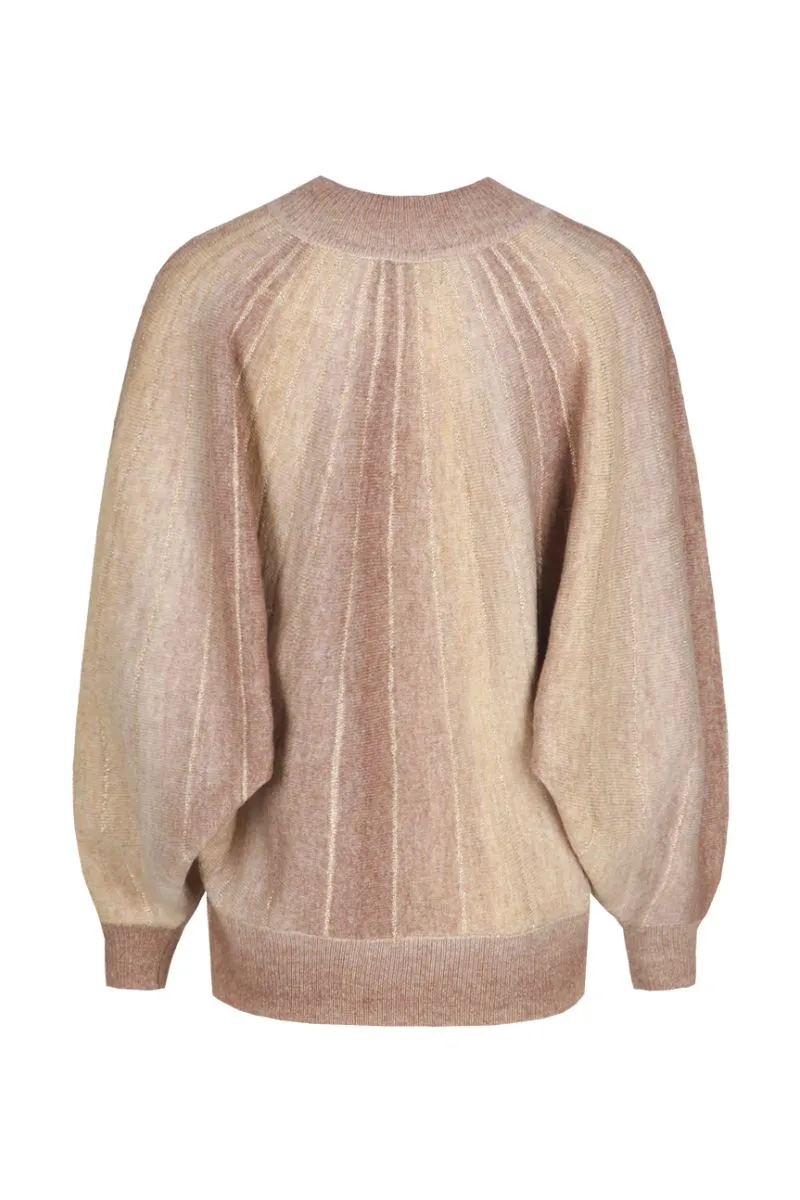 G-maxx Clementine Knit Top Brown Sugar, gebreide dames top in brown sugarkleur